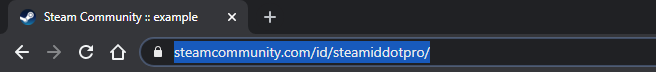 Ссылка на профиль Steam в адресной строке