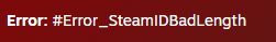 Pesan kesalahan untuk panjang Steam yang buruk
